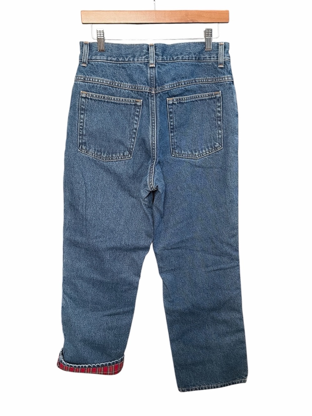 L.L.Bean Flannel-Lined Jeans - Original Fit - Women's 10 Petite - Plaid Lining - Picture 3 of 5
